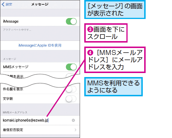 Iphoneの メッセージ アプリでmmsを使う設定 Au ソフトバンク対応 できるネット