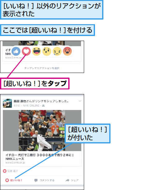 Facebookで いいね 以外のリアクションをする方法 できるネット