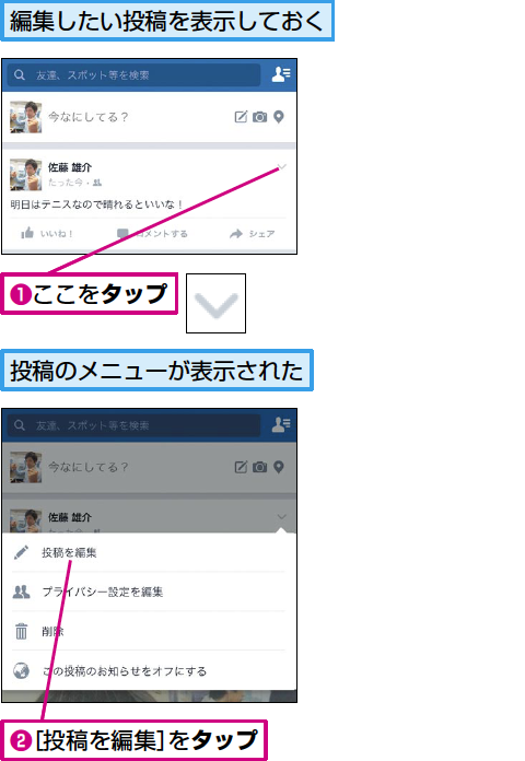 Facebookに投稿した内容を編集する方法 できるネット