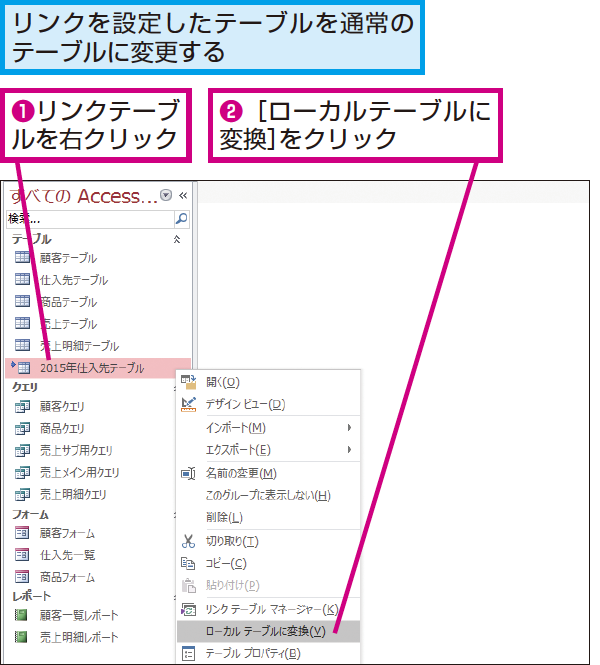 Accessのリンクテーブルを通常のテーブルに変更する方法 できるネット