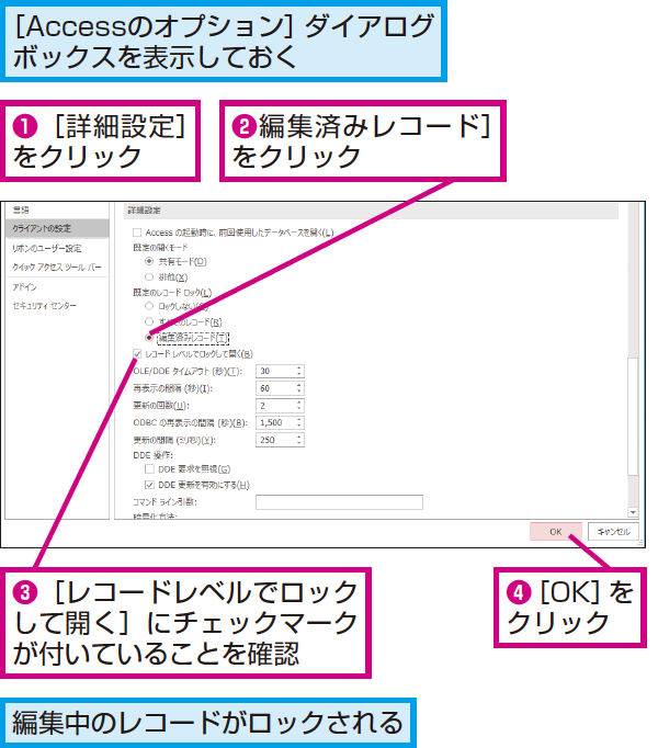 Accessで複数のユーザーが同じレコードを同時に編集できないようにする方法 できるネット