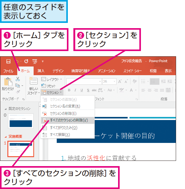 Powerpointのセクションを削除する方法 できるネット