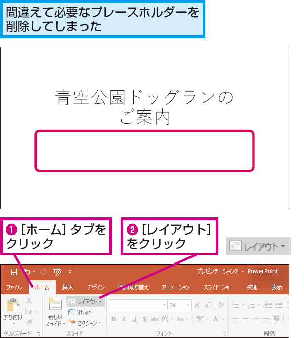 Powerpointで削除したプレースホルダ を復活させる方法 Powerpoint できるネット