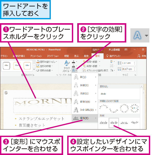 Powerpointでワードアートを変形させる方法 できるネット