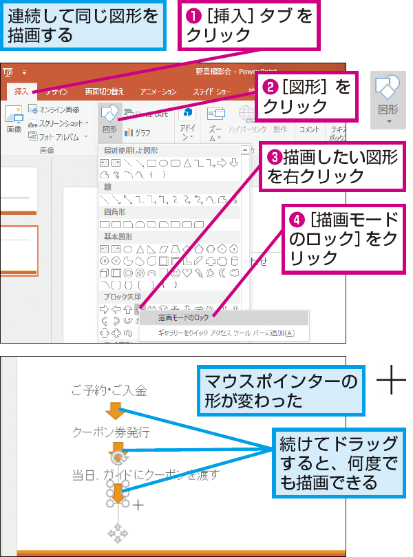 Powerpointで同じ図形を続けて描く方法 できるネット