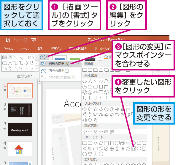 Powerpointの図形を別の図形に変更する方法 できるネット