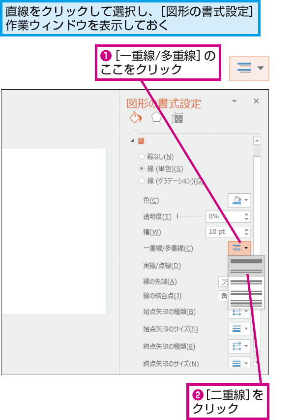 Powerpointで線を二重線にする方法 できるネット