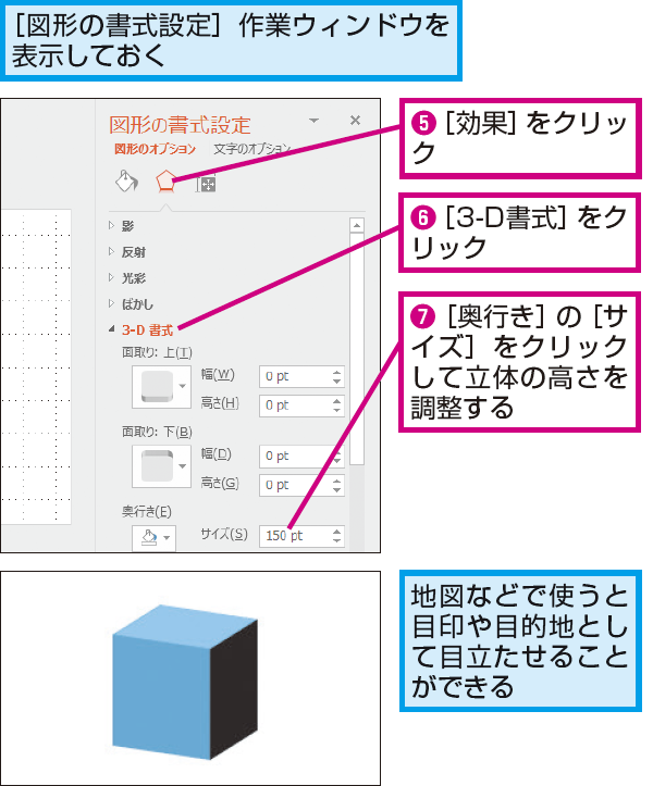 Powerpointで図形に3 Dのような奥行き感を付ける方法 できるネット