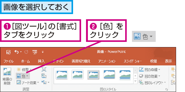 Powerpointで画像をモノクロにする方法 できるネット