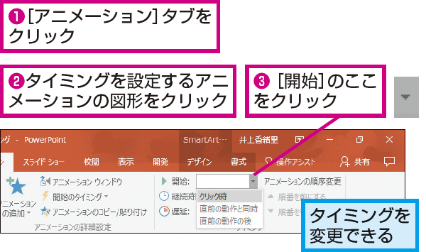 Powerpointでアニメーション開始のタイミングを設定する方法 できるネット