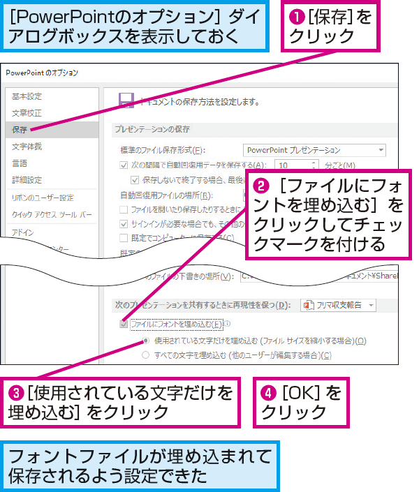 Powerpointのスライドのフォントが開くパソコンによって変わってしまうときの対処法 できるネット