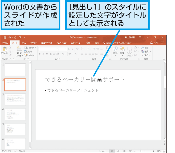 Wordの文書からpowerpointのスライドを作成する方法 できるネット