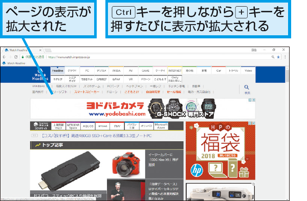 Google Chromeでwebページを拡大表示するには できるネット