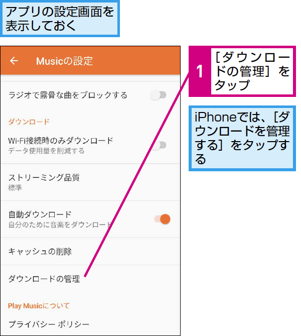 Google Play Musicでダウンロードした楽曲を削除する方法 Google Playミュージック できるネット