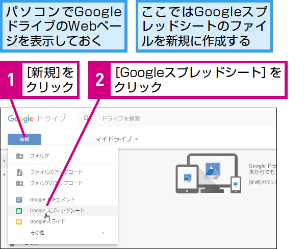 Googleドライブでgoogleドキュメントなどの新しいファイルを作成する方法 できるネット