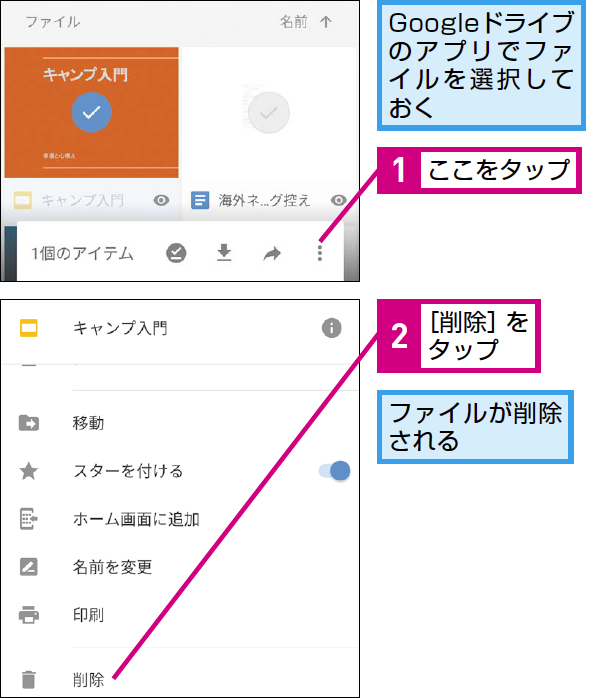 Googleドライブ内のファイルを削除する方法 できるネット