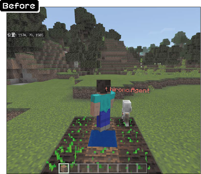 Minecraftプログラミング 水が届く範囲まで畑にするには マイン