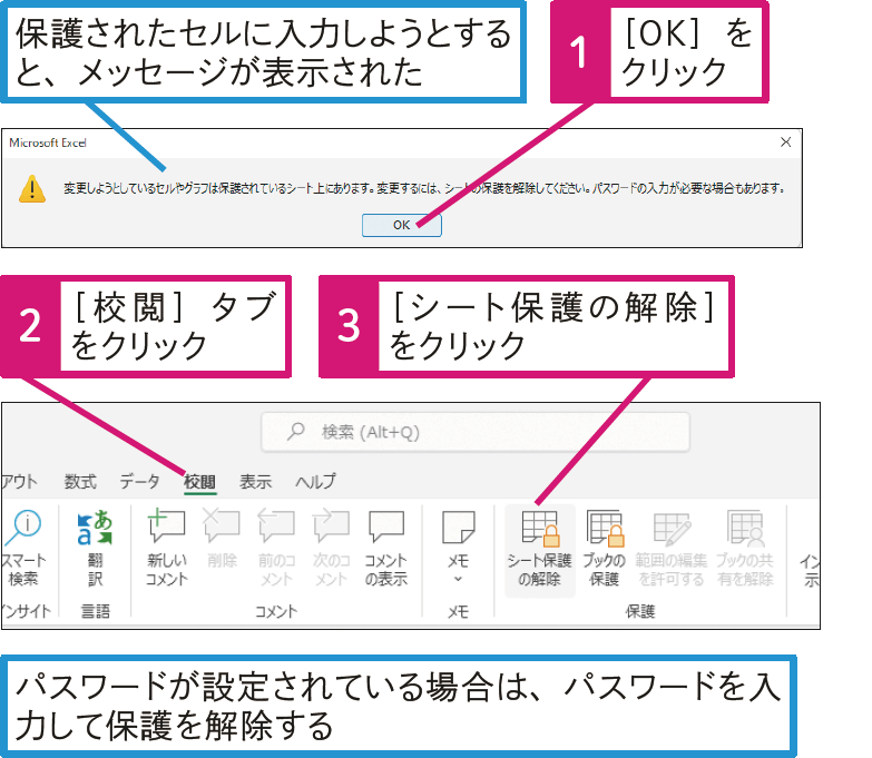 ワークシートが保護されていてデータを入力できない！