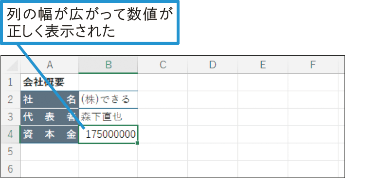  数値が「####」と表示されてしまう