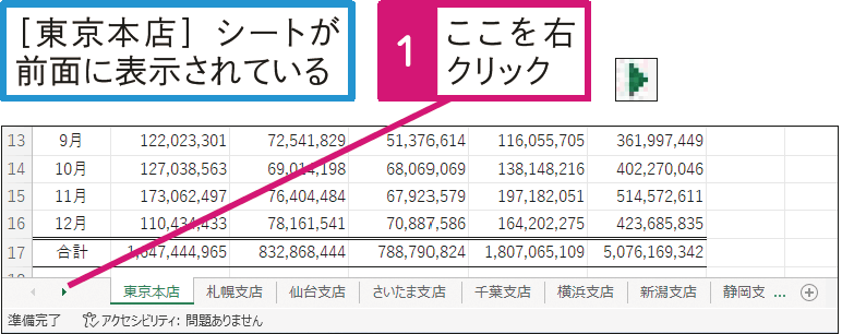 ワークシートの表示を効率よく切り替えたい