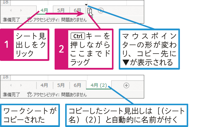 ワークシートをブック内でコピーして使いたい