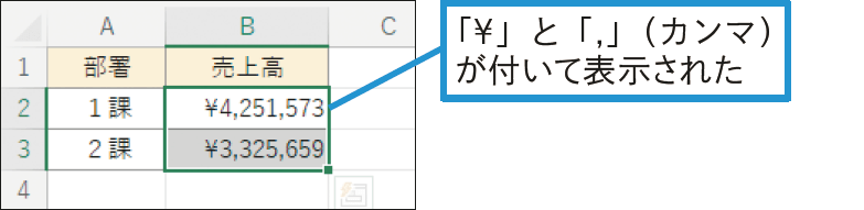 セルの数値を通貨表示に変更したい