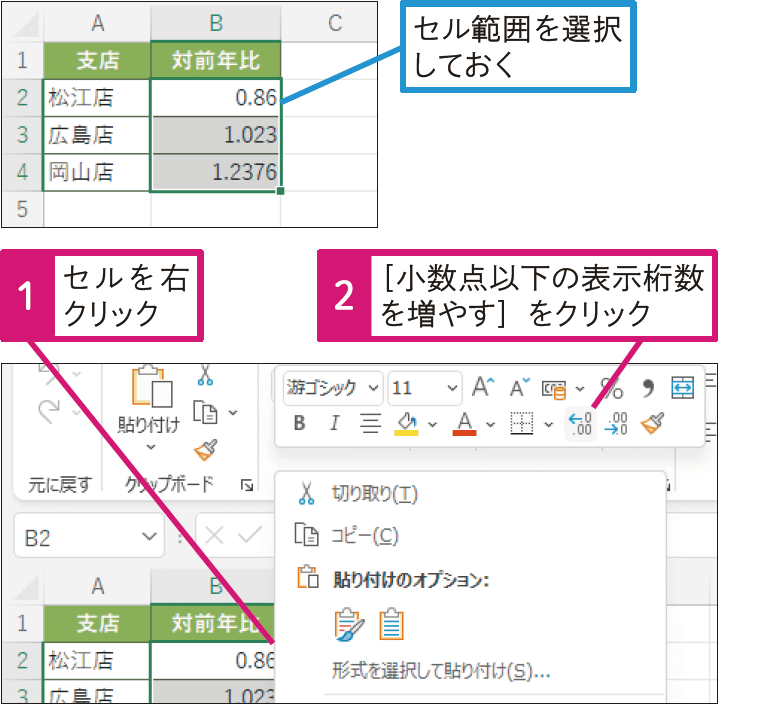 小数の表示けた数を指定するには