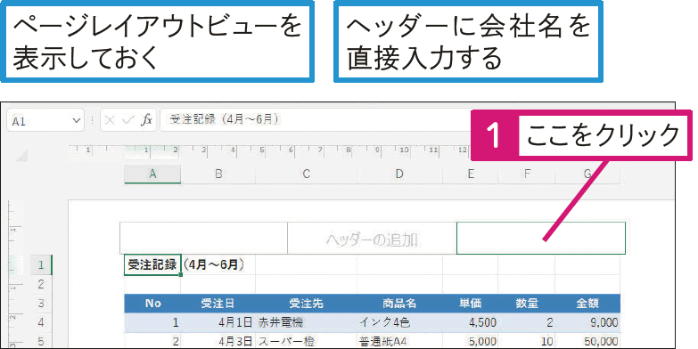 ヘッダーやフッターを挿入するには