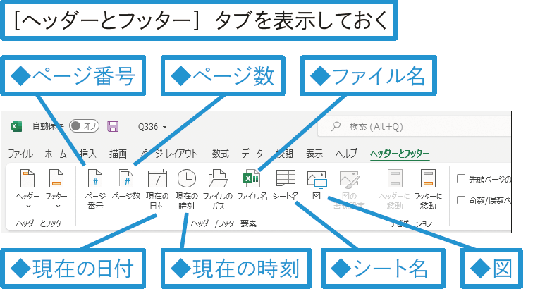 ファイル名やシート名も印刷したい