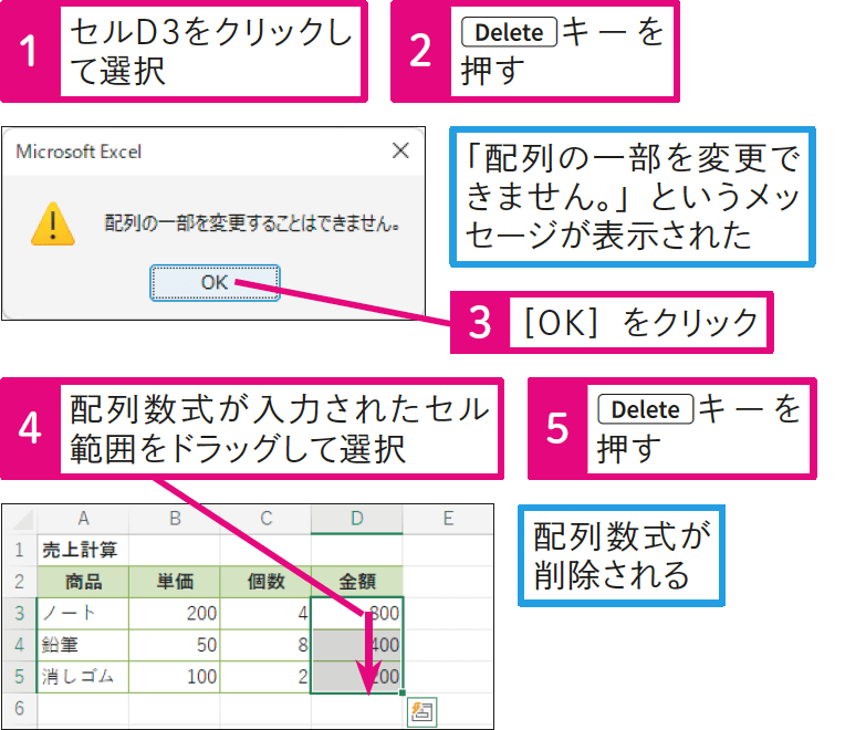 配列数式が削除できない！