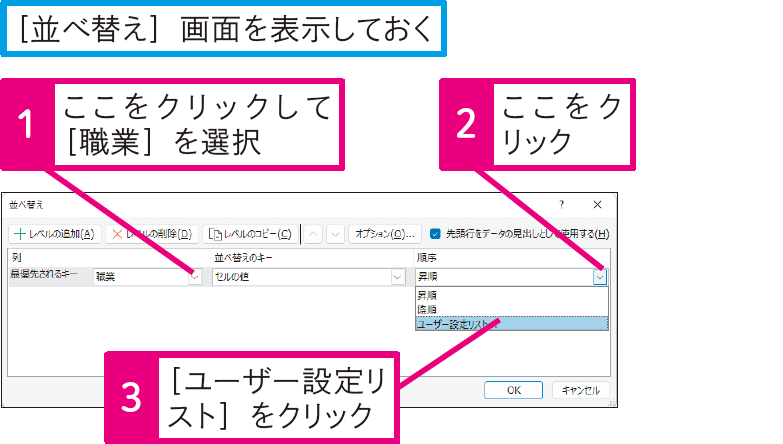 オリジナルの順序でデータを並べ替えたい