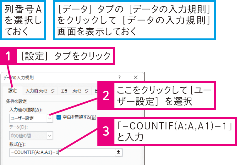 重複するデータの入力を防ぐには
