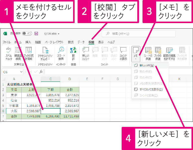 セルに注釈を付けたい