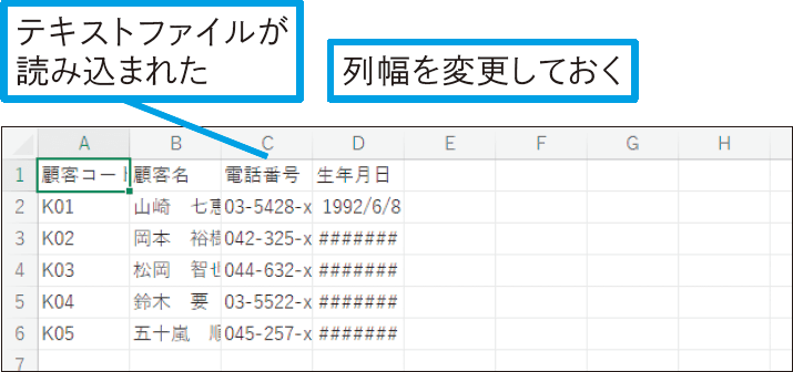 テキストファイルをExcelで開くには