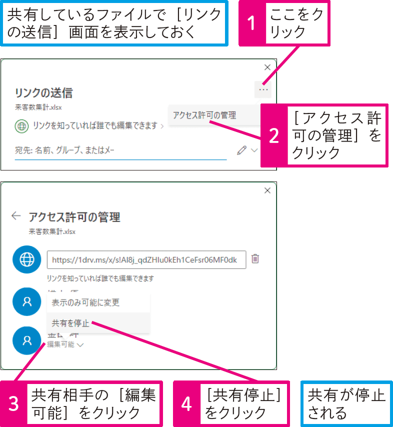 ブックの共有を解除するには
