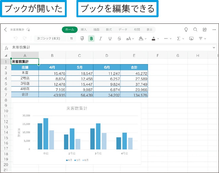 iPhone、iPadやAndroid用のExcelでブックを開くには