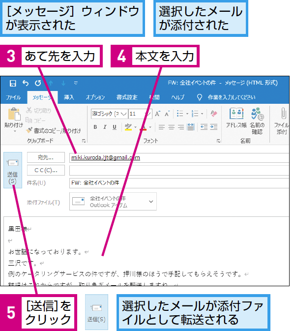 Outlookで受信したメールを添付として転送する方法 できるネット