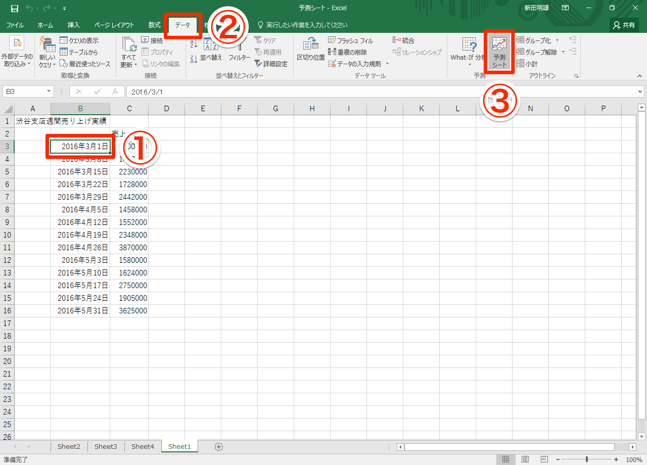 Excel 2016の新機能 予測シート の使い方 ワンクリックで将来の数値をグラフ化 できるネット