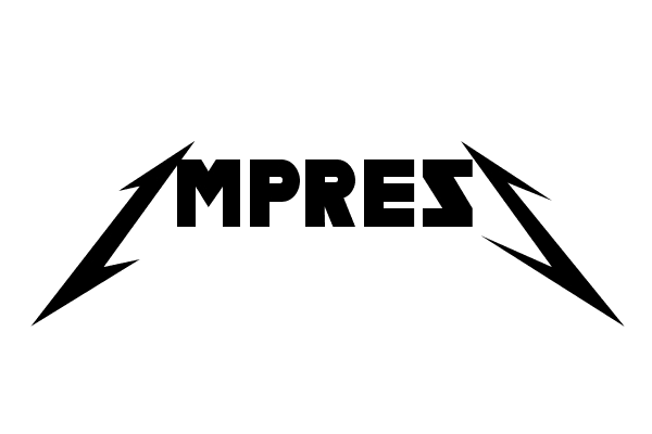 メタリカ風「IMPRESS」（インプレス）ロゴ