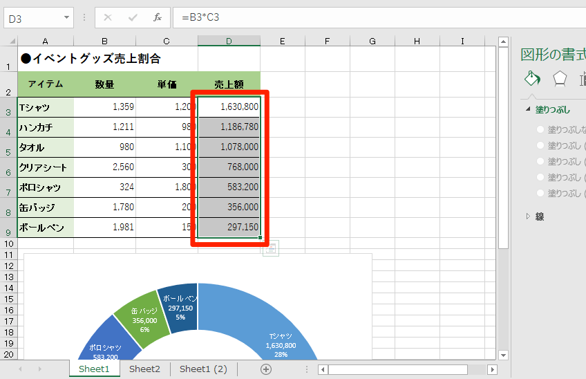 エクセル時短 円グラフを見やすく 割合を上手に表現するドーナツグラフの基本ワザ エクセル時短 できるネット