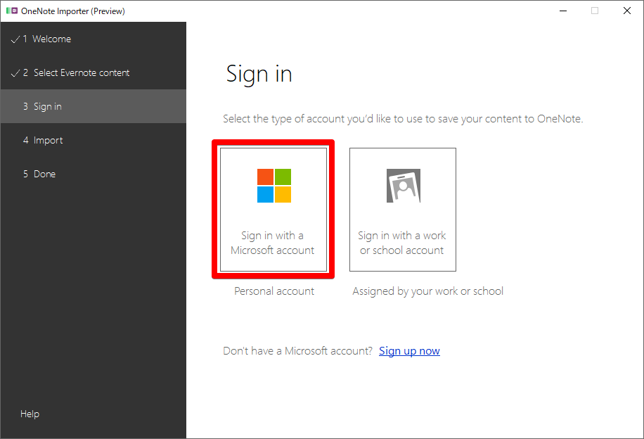 Microsoftアカウントでサインインする