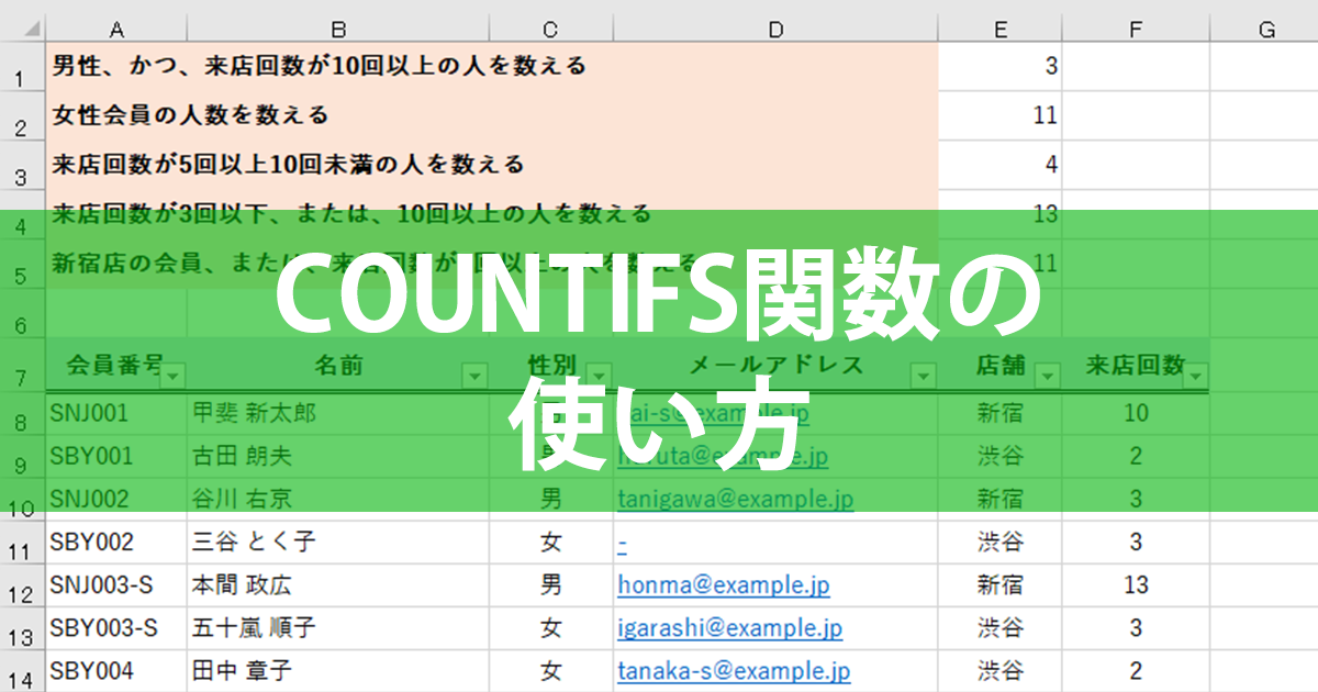Countifs関数の使い方 Excel関数 できるネット