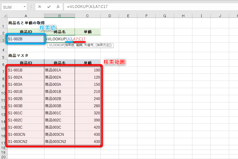 ExcelのVLOOKUP関数の使い方