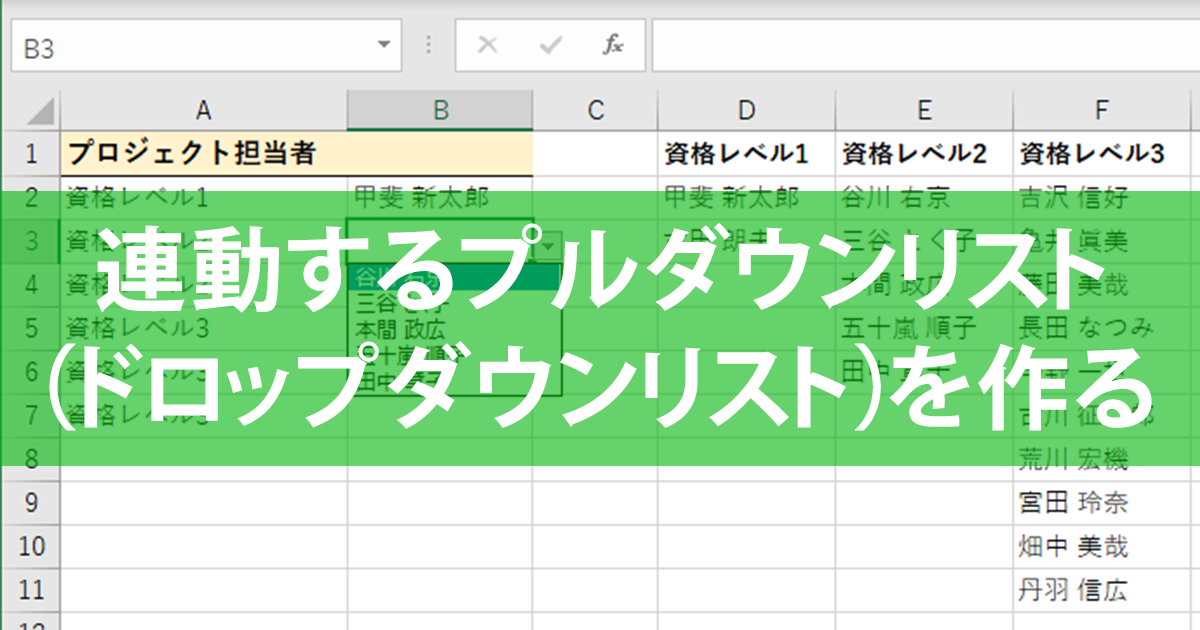 Excelで大項目と連動するプルダウンリスト ドロップダウンリスト を作成する できるネット