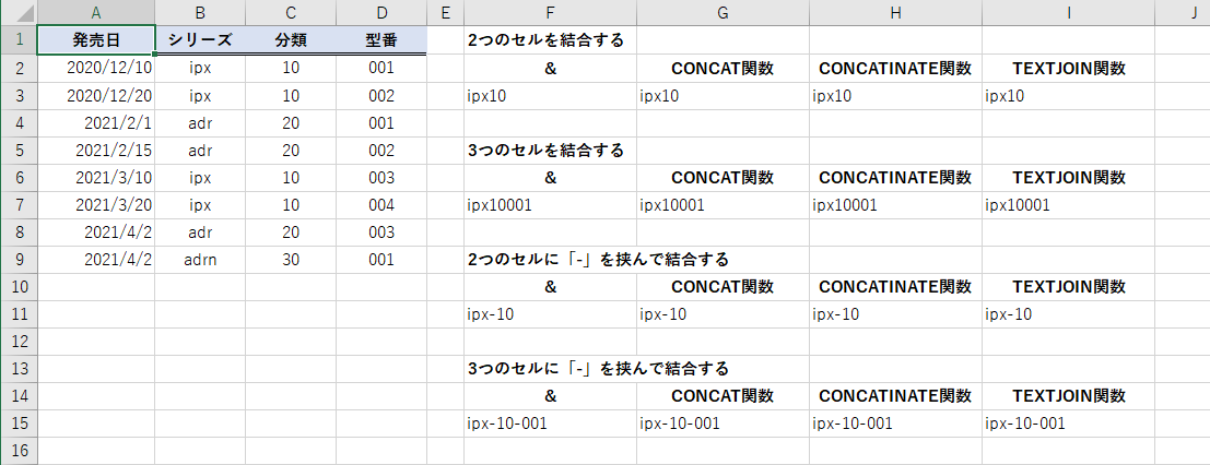 Excelで文字列を結合する方法 Concat Concatenate Textjoin を使い分ける できるネット