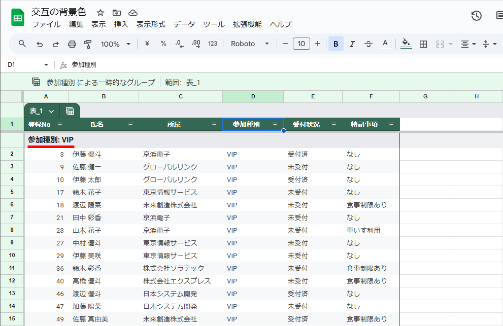 Googleスプレッドシートの表を見やすくするには？ 「交互の背景色」で塗り分ける方法